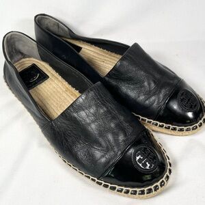 Tory Burch color block flat black espadrilles Size 10